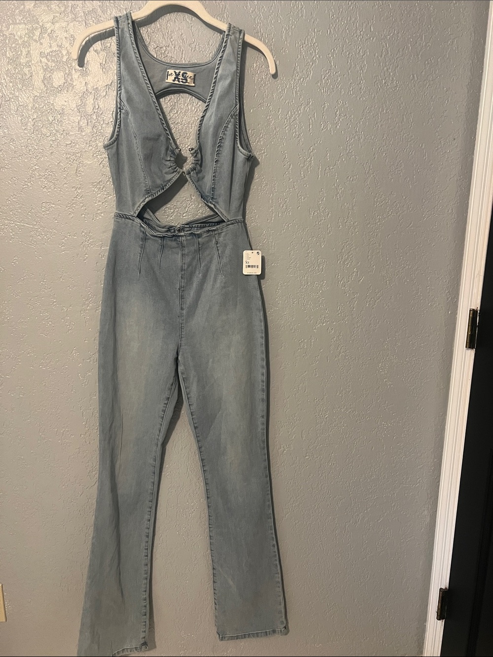 Free People Light Blue Denim Cutout Overalls Jumpsuit